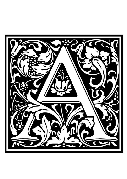 Målarbild dekorativt alfabet - A
