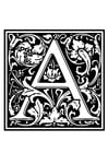 F�rgl�ggningsbilder dekorativt alfabet - A
