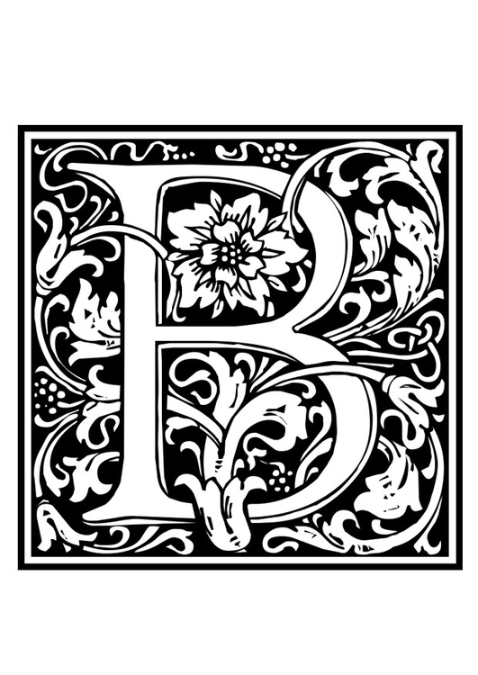 Målarbild  dekorativt alfabet - B