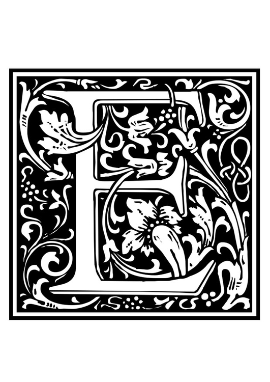 Målarbild dekorativt alfabet - E
