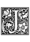 F�rgl�ggningsbilder dekorativt alfabet - J