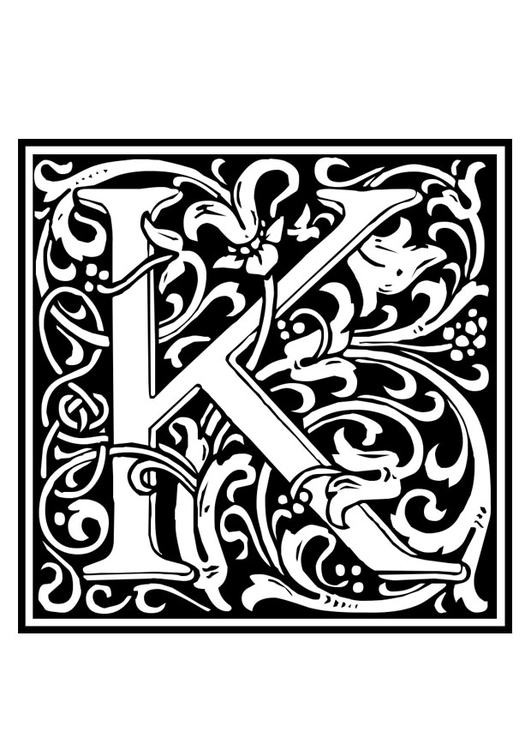 Målarbild  dekorativt alfabet - K