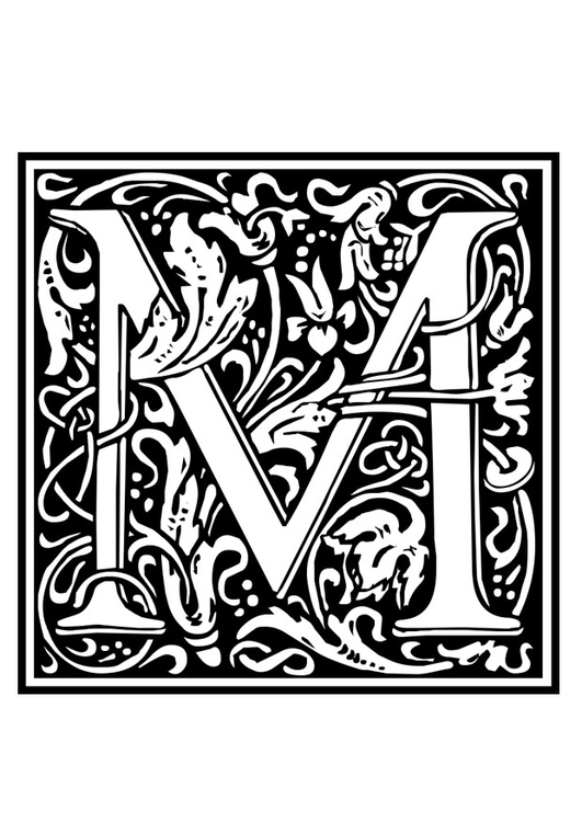 Målarbild  dekorativt alfabet - M