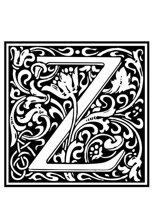 Målarbild  dekorativt alfabet - Z