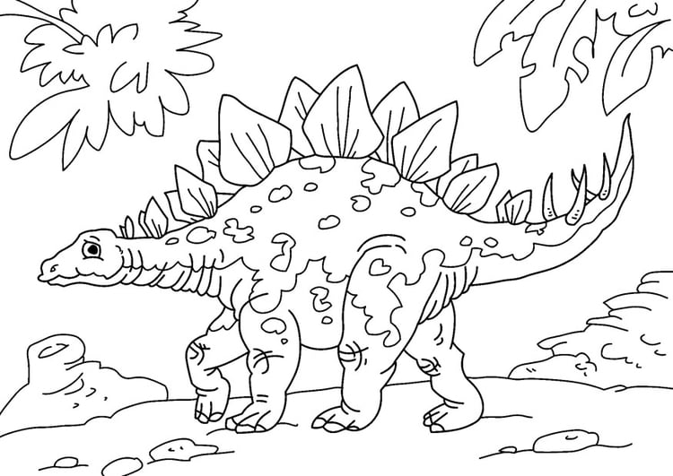 Målarbild dinosaur - stegosaurus