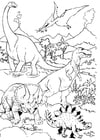 F�rgl�ggningsbilder Dinosaurier i landskapet