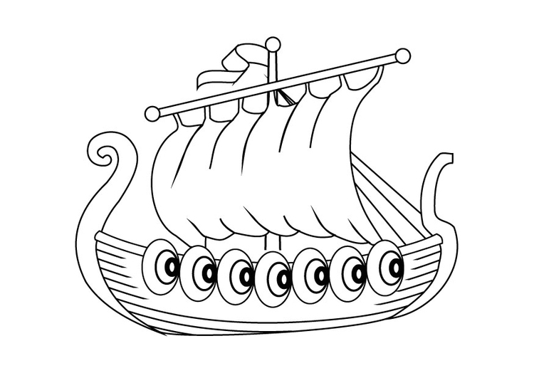 Målarbild drakskepp - vikingaskepp