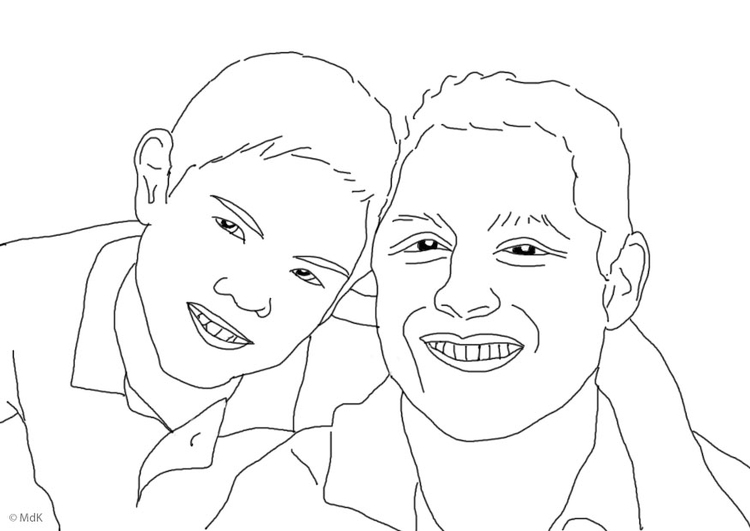 Målarbild far och son
