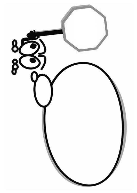 figur med pratbubbla och stoppsignal