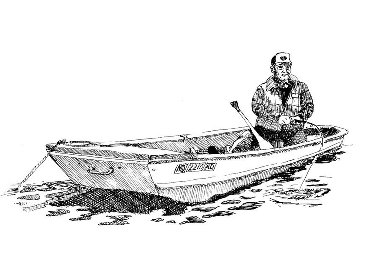 Målarbild fiskare i bÃ¥t