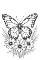 Målarbild fjäril med blommor
