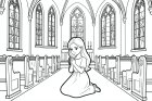 flicka ber i kyrkan