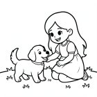 flicka leker med hund