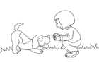 malarbild flicka och hund