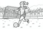 malarbild flicka spelar fotboll