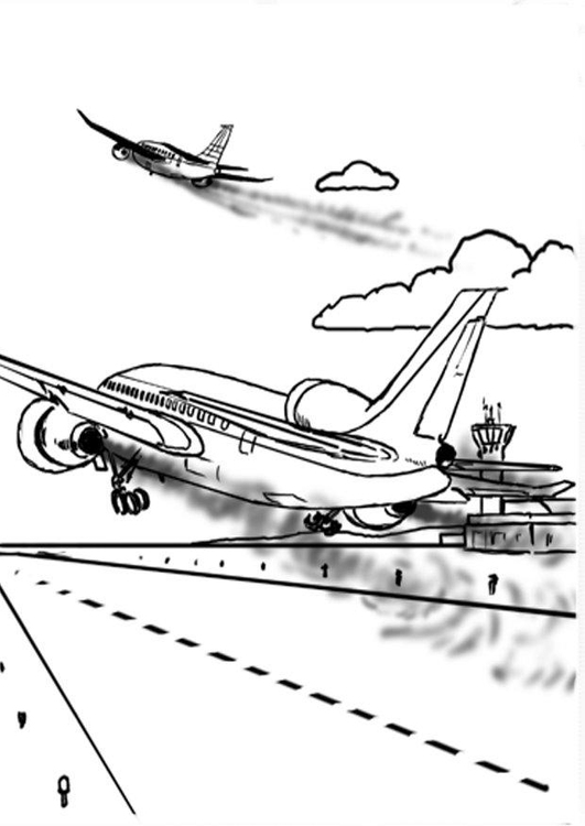 Målarbild flygplan - luftfÃ¶rorening