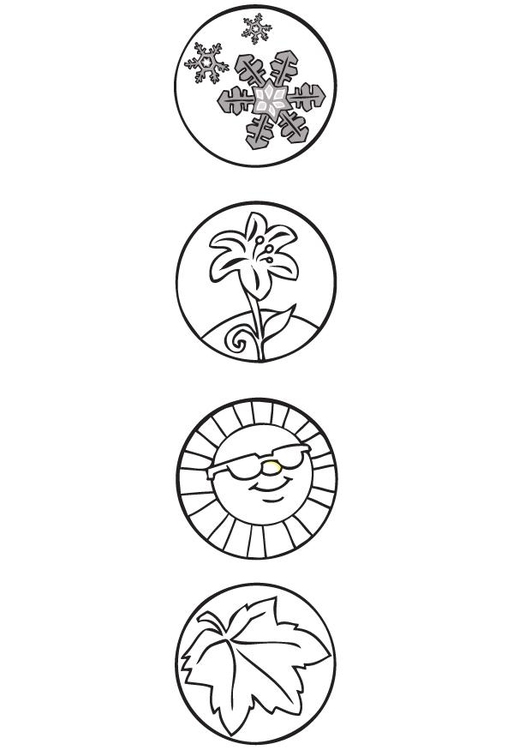 Målarbild fyra Ã¥rstider - symboler