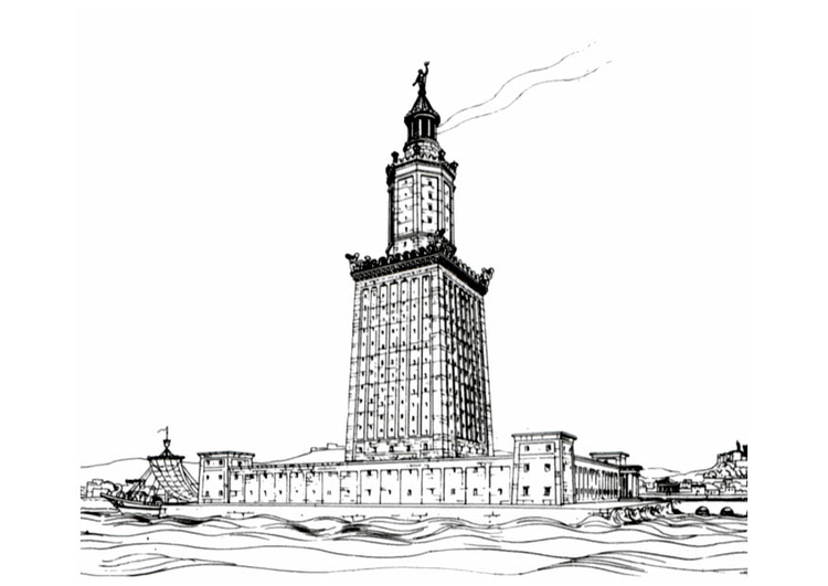 Målarbild fyrtornet i Alexandria