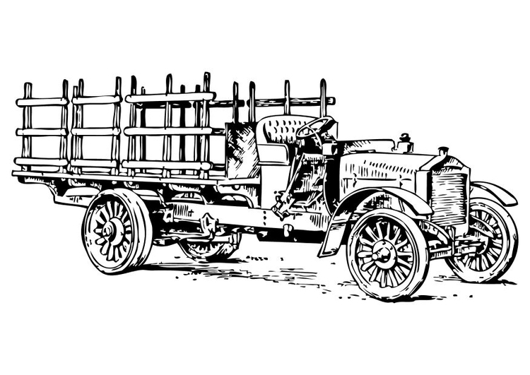 Målarbild gammal lastbil