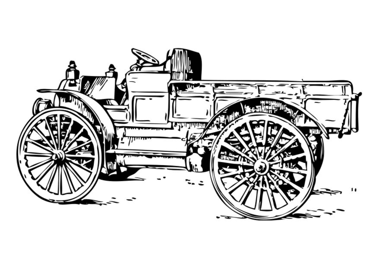 Målarbild gammal lastvagn