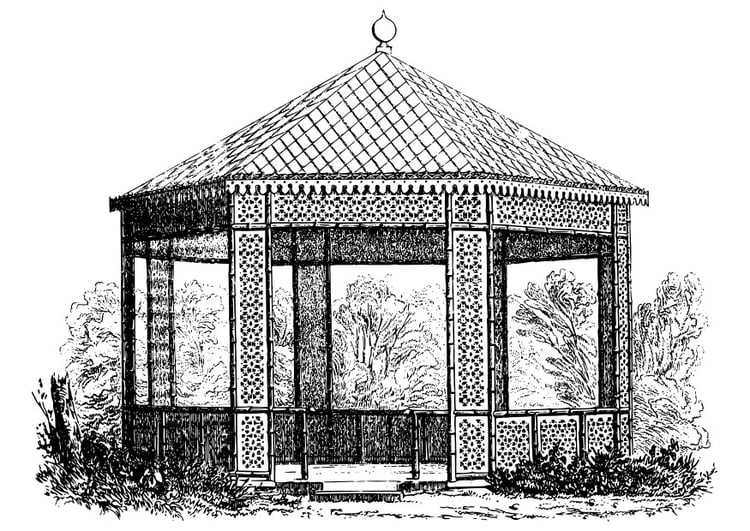 Målarbild gammal paviljong