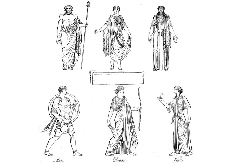 Målarbild grekiska gudar och gudinnor