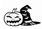 malarbild Halloween - pumpa och häxa
