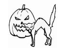 F�rgl�ggningsbilder halloween-pumpa och katt