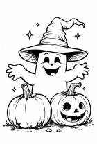Målarbild halloween-spöke med pumpor