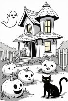 Målarbild halloween-spökhus
