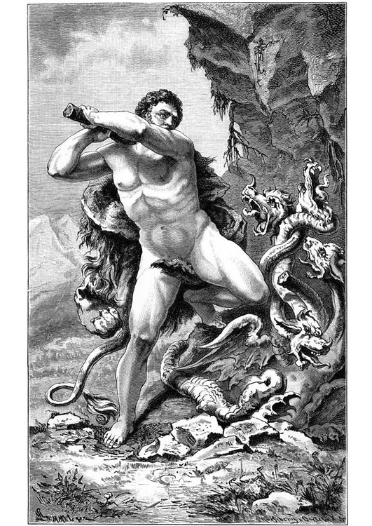 Målarbild Herkules och ormen