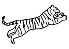 Målarbild hoppande tiger