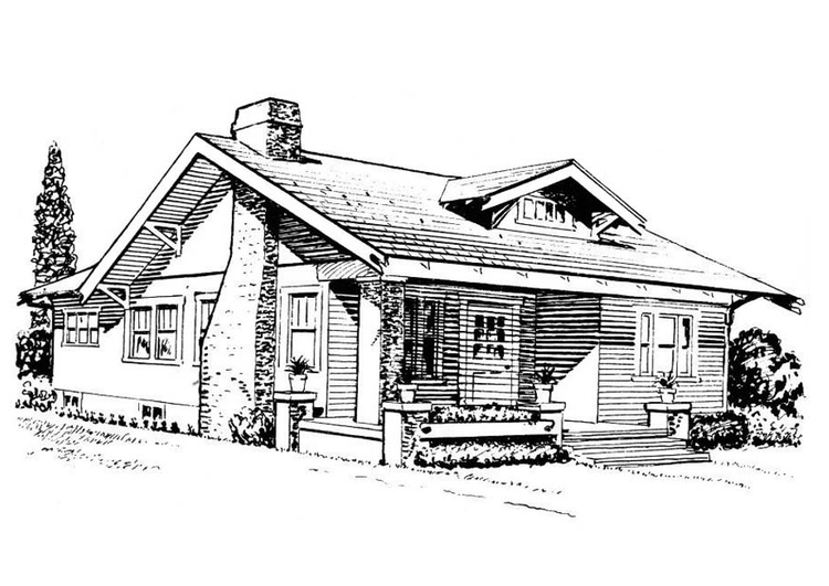 Målarbild hus - bungalow