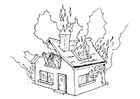 F�rgl�ggningsbilder hus i brand