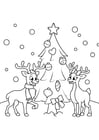 Målarbild Julgran med renar