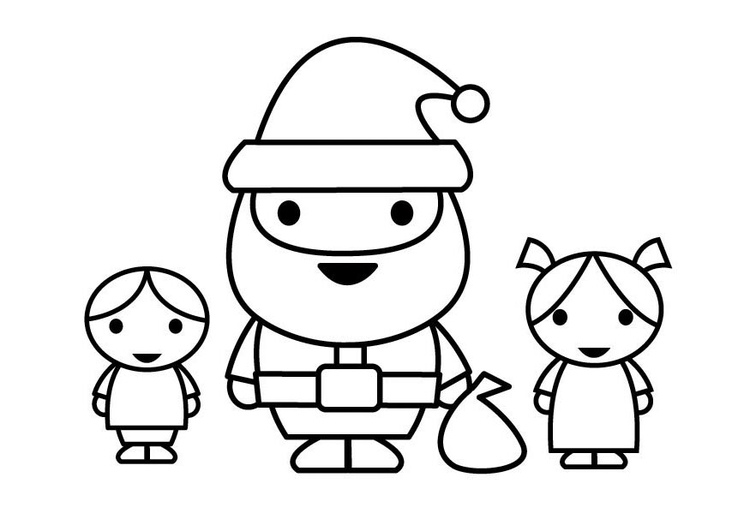 Målarbild jultomten med barn