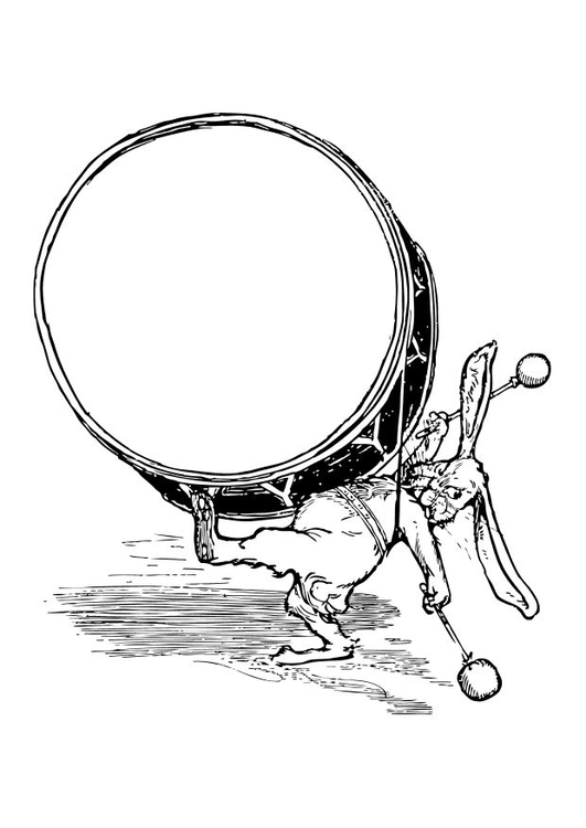 Målarbild kanin med trumma
