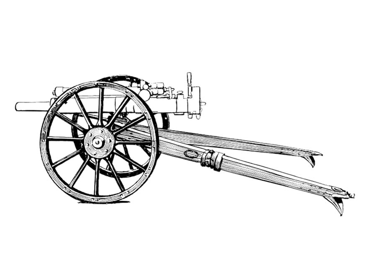 Målarbild kanon - vagn