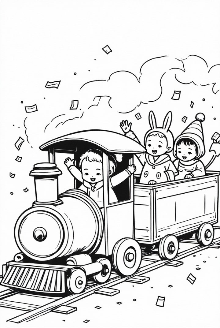 karnevalsfest på ett tåg