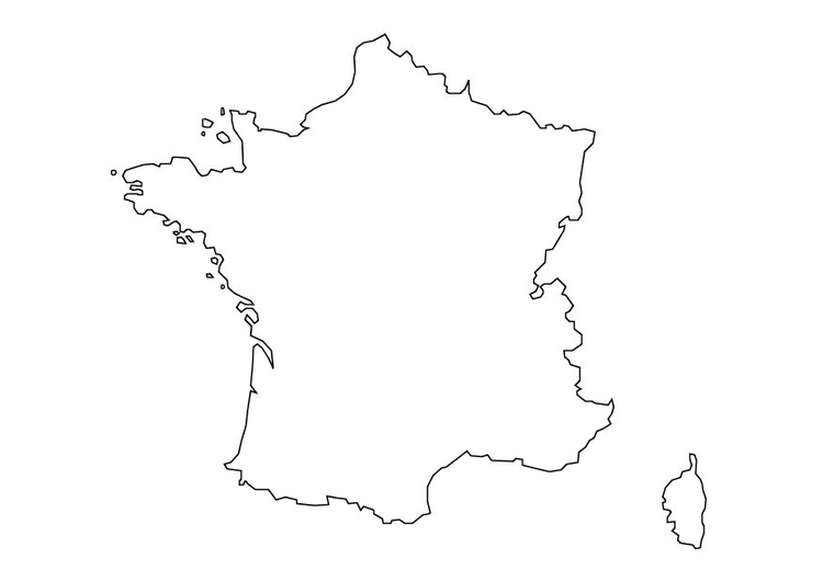 Målarbild karta av Frankrike