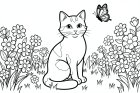 Målarbild katt i trädgÃ¥rden