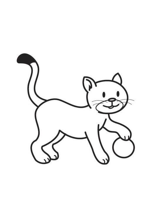 Målarbild katt med boll