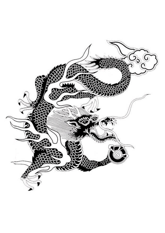 Målarbild kinesisk drake