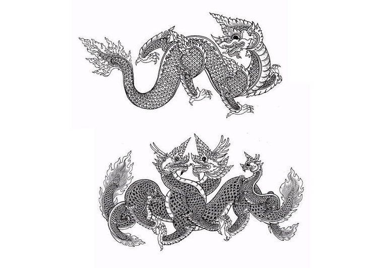 Målarbild kinesiska drakar