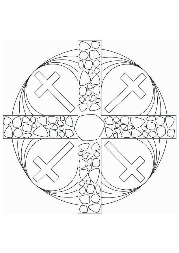 Målarbild kors som mandala