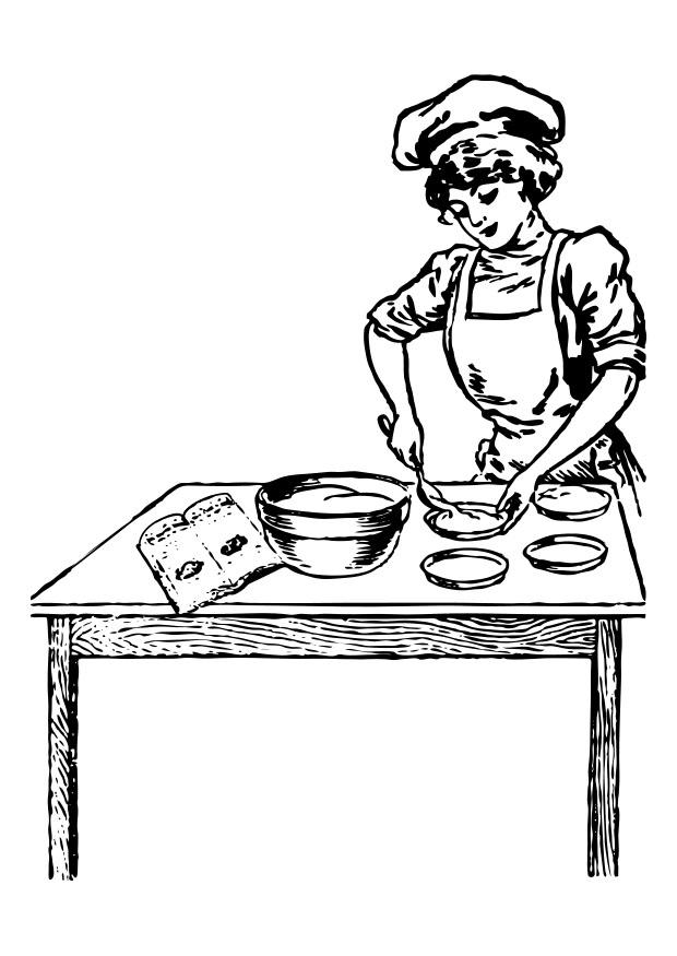 Målarbild kvinnlig kock
