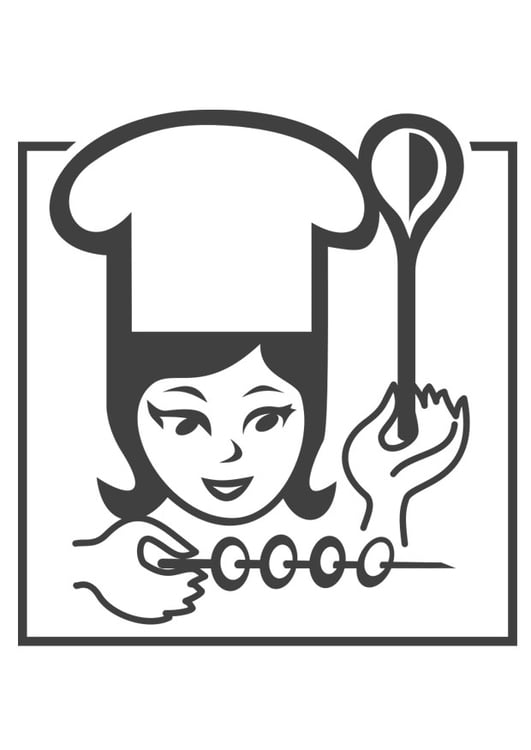 Målarbild kvinnlig kock