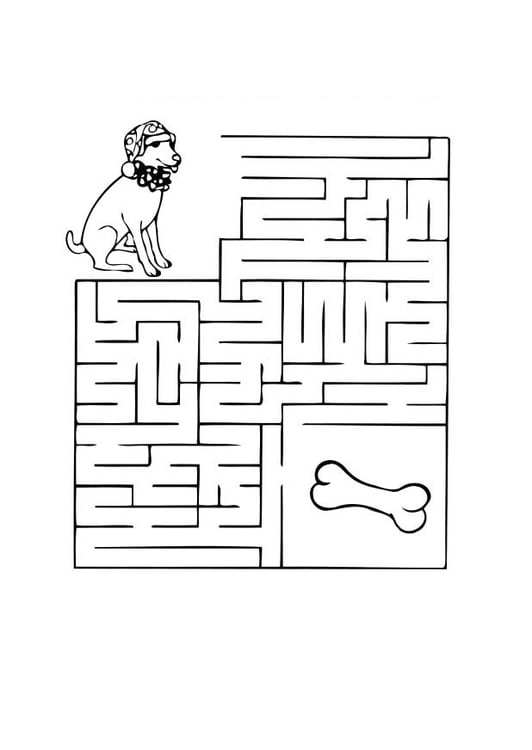 Målarbild labyrint - hund - Skriv Ut Gratis Bilder - Bild 12525