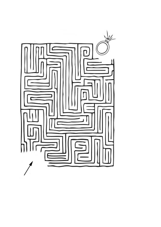 Målarbild labyrint i form av ring