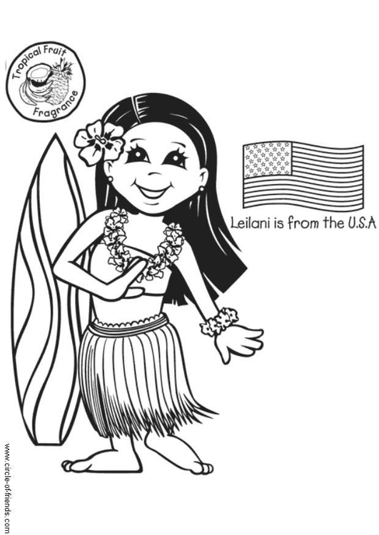Målarbild Leilani med amerikansk flagga